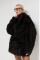 Curly double-sided dark chocolate-colored sheepskin coat made of natural sheepskin